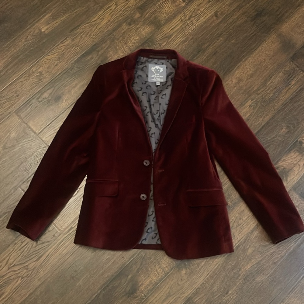 Appaman Fine Tailoring burgundy red velvet blazer boys size 14